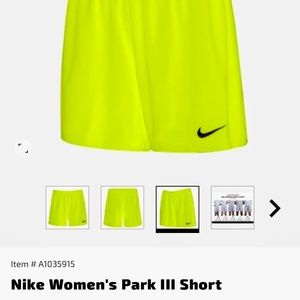 NWT Nike Woman’s Park III Soccer short, Size:Small